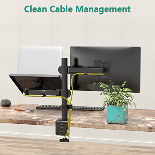WALI Laptop and Monitor Mount Stand, Extra Tall, for 17" Laptop and 32" Monitor, Black I280909