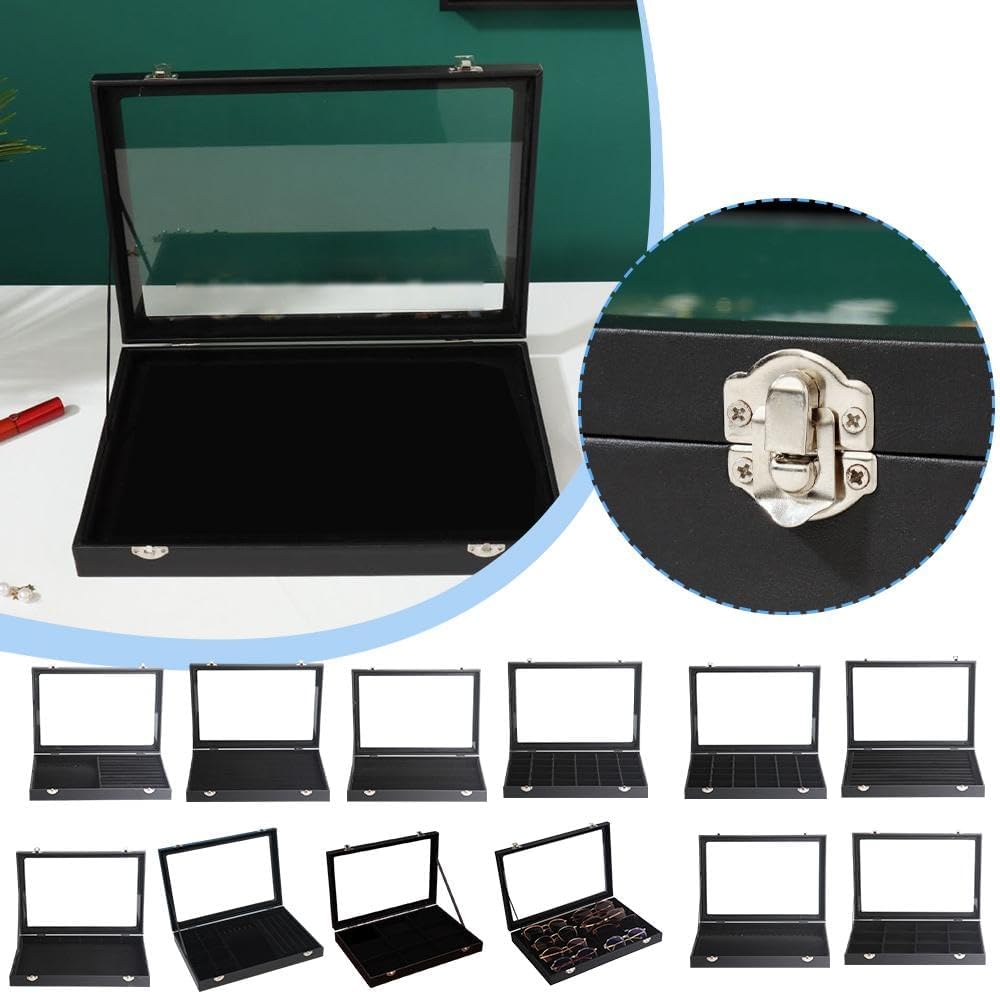 Sunglass Storage Organizer with Clear Lid, 8 Slot Lockable Case Y248