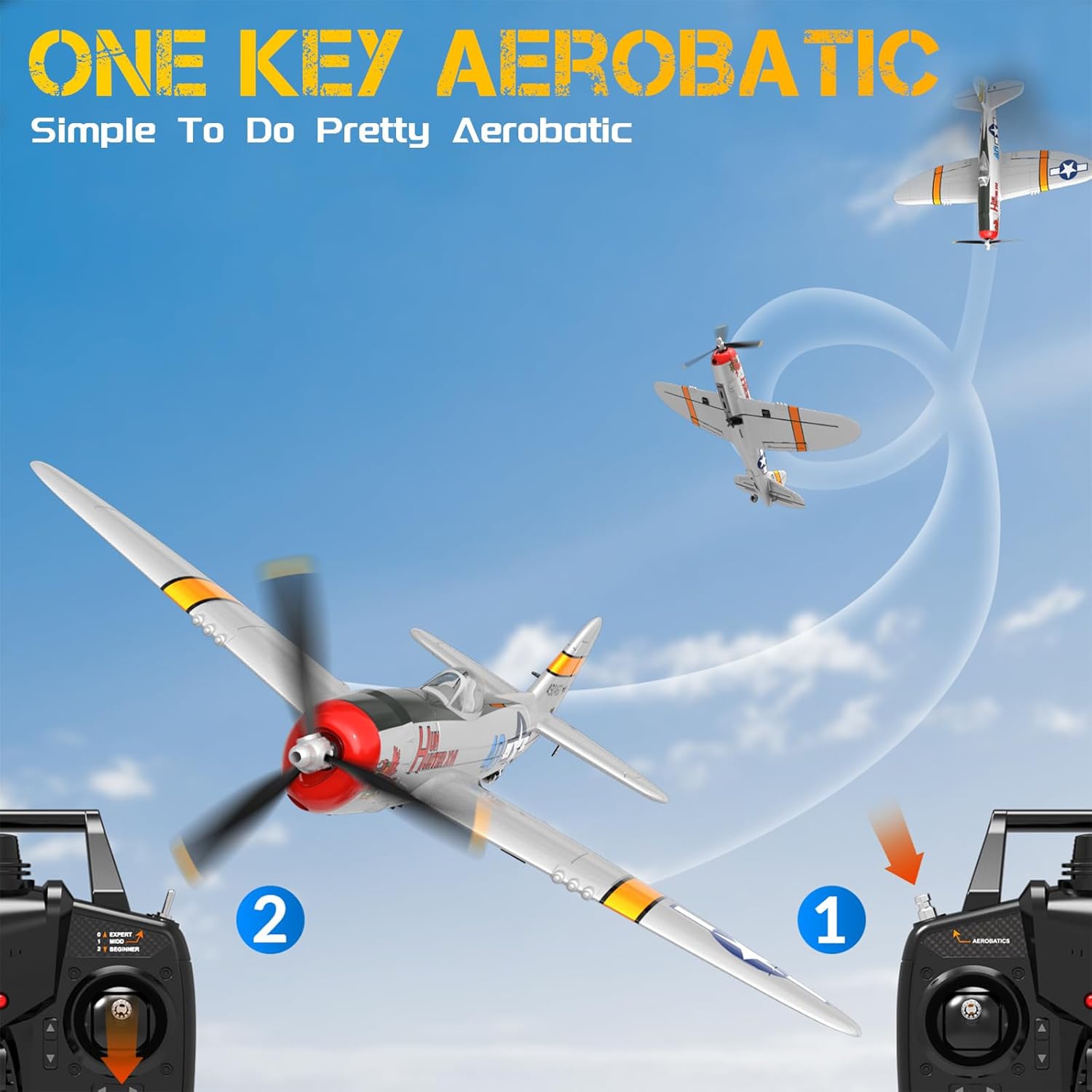 CKYSCHN VOLANTEXRC P-47 4CH RC Airplane RTF with Xpilot for Adults K786568