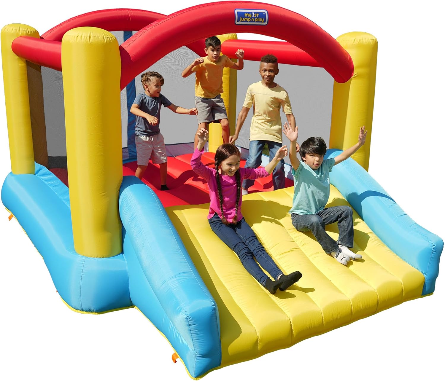 Sportspower 12.5' x 9.5' x 6.8' My First Jump N Play Inflatable Bounce House with Air Blower