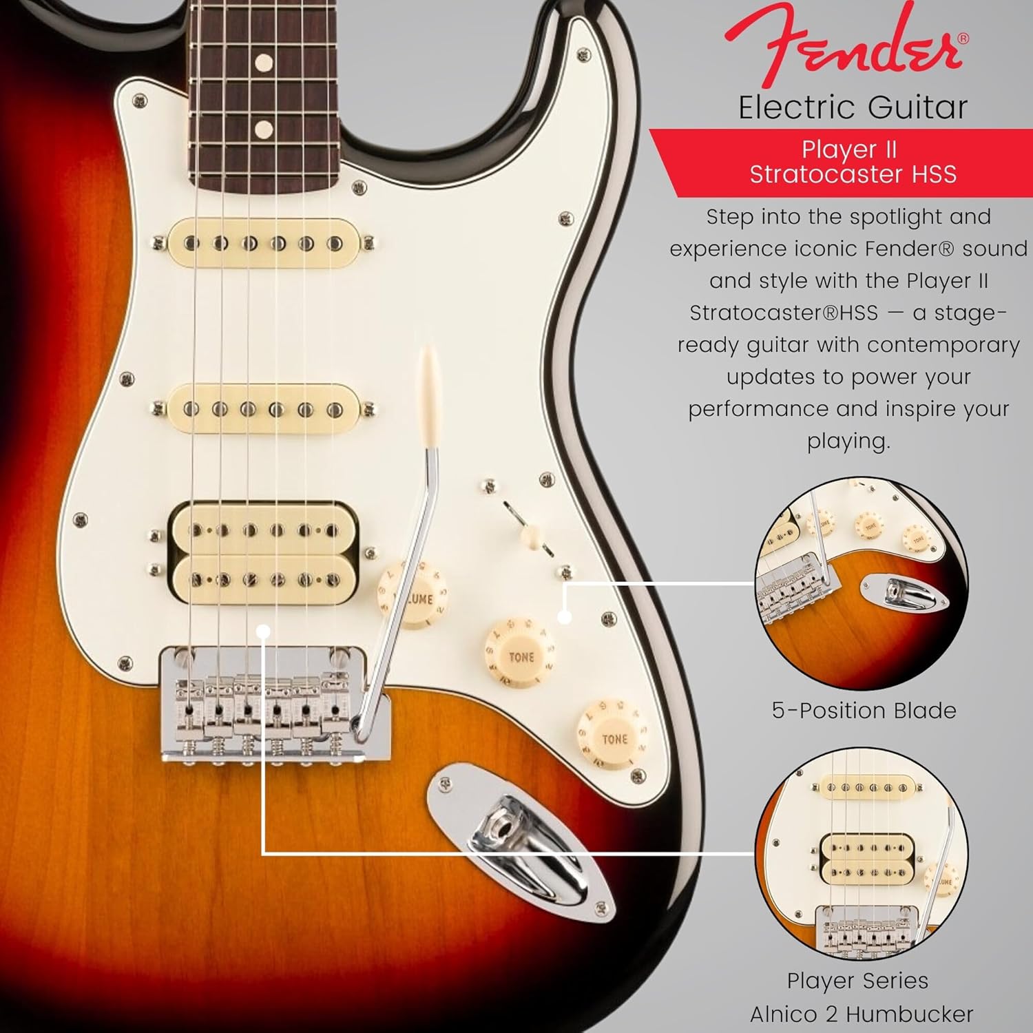 Fender Player II Stratocaster HSS Rosewood Fingerboard 3-Color Sunburst V341914