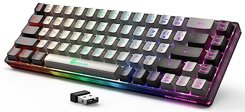 65% Wireless Gaming Keyboard, Rechargeable Backlit Gaming Keyboard, 68 Keys Ultra-Compact Anti-ghosting No-Conflict Wireless Keyboard for PC Laptop PS5 PS4 Xbox One Mac Gamer(Black-Grey)