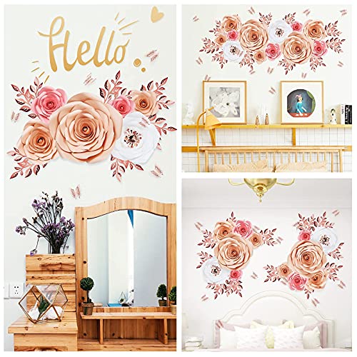 Paper Flowers Wall Decorations, Large 3D Artificial Flowers for Nursery, Wedding, Party Backdrop V6866