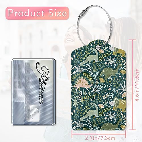 Green Aliens Luggage Tags 2 Pack with Privacy Flap Leather Q1245