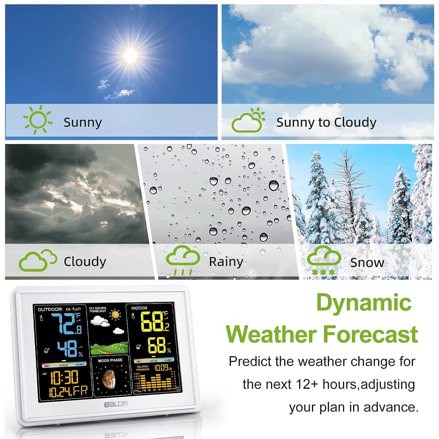 BALDR Wireless Indoor Outdoor Weather Station with Atomic Clock M22285