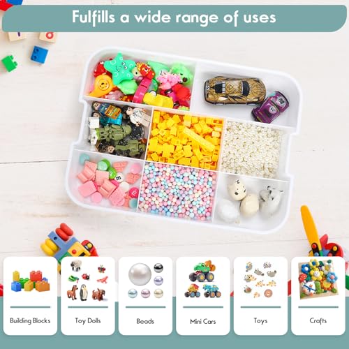 Douorgan Toy Storage Organizer with Compartments and Lid (Blue, 1 Layer) N535315