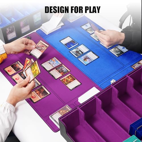 Trading Card Storage Box with Commander Display, 5-Row Deck Case, Black Purple B7043
