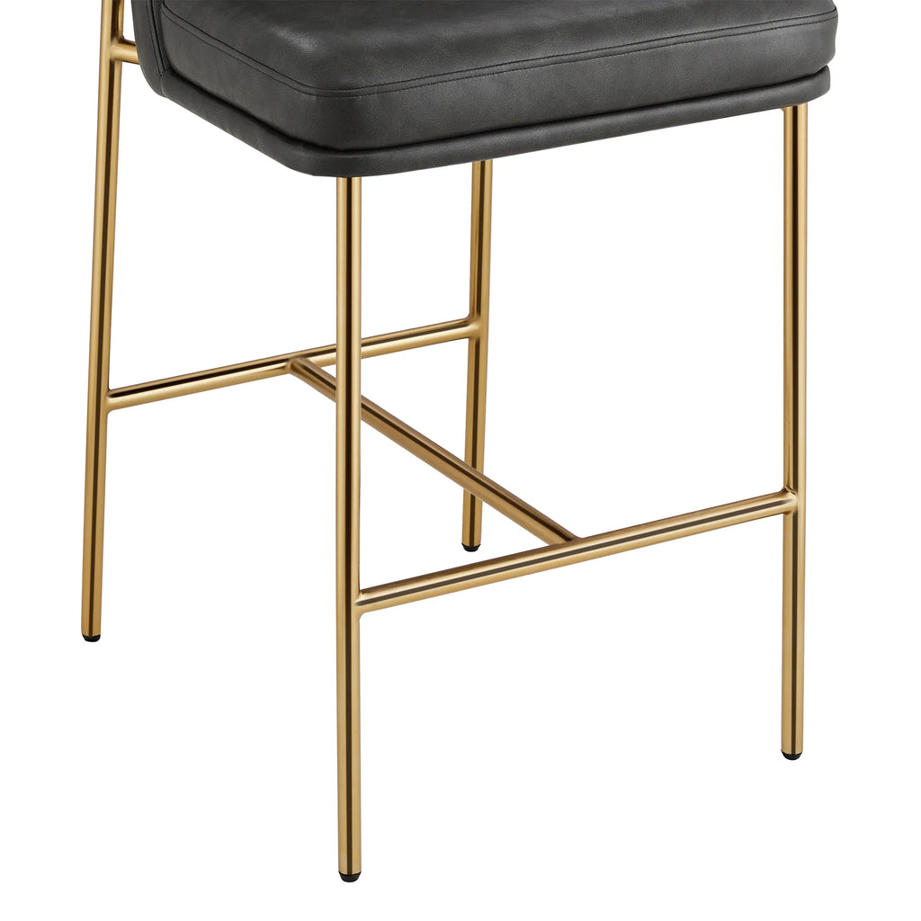 CHITA Modern Counter Height Bar Stool Set of 2, 27 inch, Faux Leather Y647