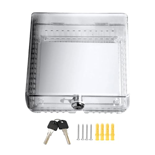 Universal Thermostat Lock Box with Key, Acrylic Clear Large Thermostat Cover for Thermostat on Wall Thermostat Guard fits Most Models of Thermostats(Transparent lid,Size:7.3 x 4.7 x 2.2inch)