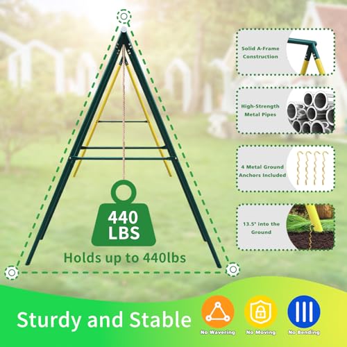 Metal Swing Set for Kids 3-12 with 2 Swings, Glider & Climbing Ladder K392