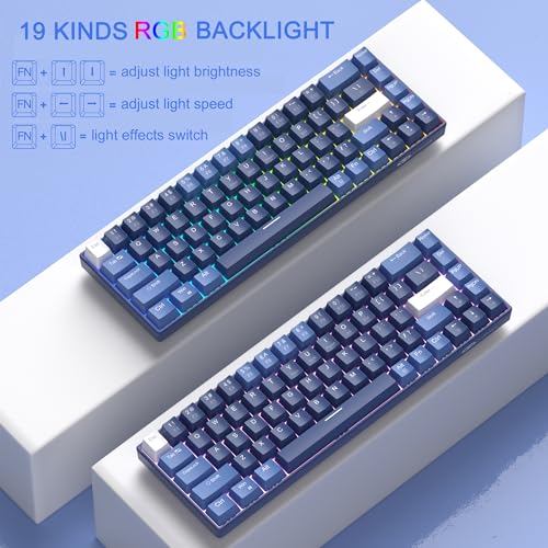 MageGee Portable 60% Mechanical Gaming Keyboard, Hot Swappable RGB, Compact 68 Keys Wired, Dark Blue Q4428