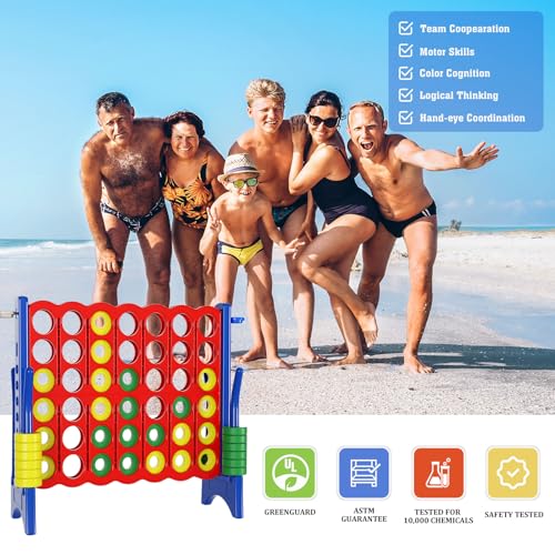 Oversized 4 in a Row Connect Game with Giant Carry Bag, 4 ft Wide, Indoor & Outdoor, Red & Blue I9291