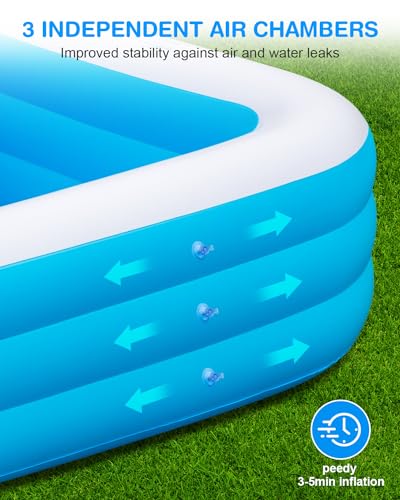 Large Inflatable Pool for Adults, 145" x 74" x 22" Outdoor Family Swimming Pool M66114