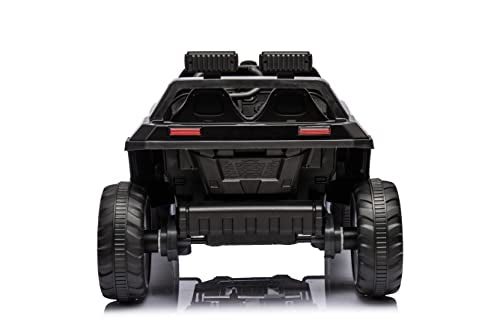 24V Electric Ride on Truck for Kids, 2-Seater Leather Seats, Bluetooth Music, Black V890810