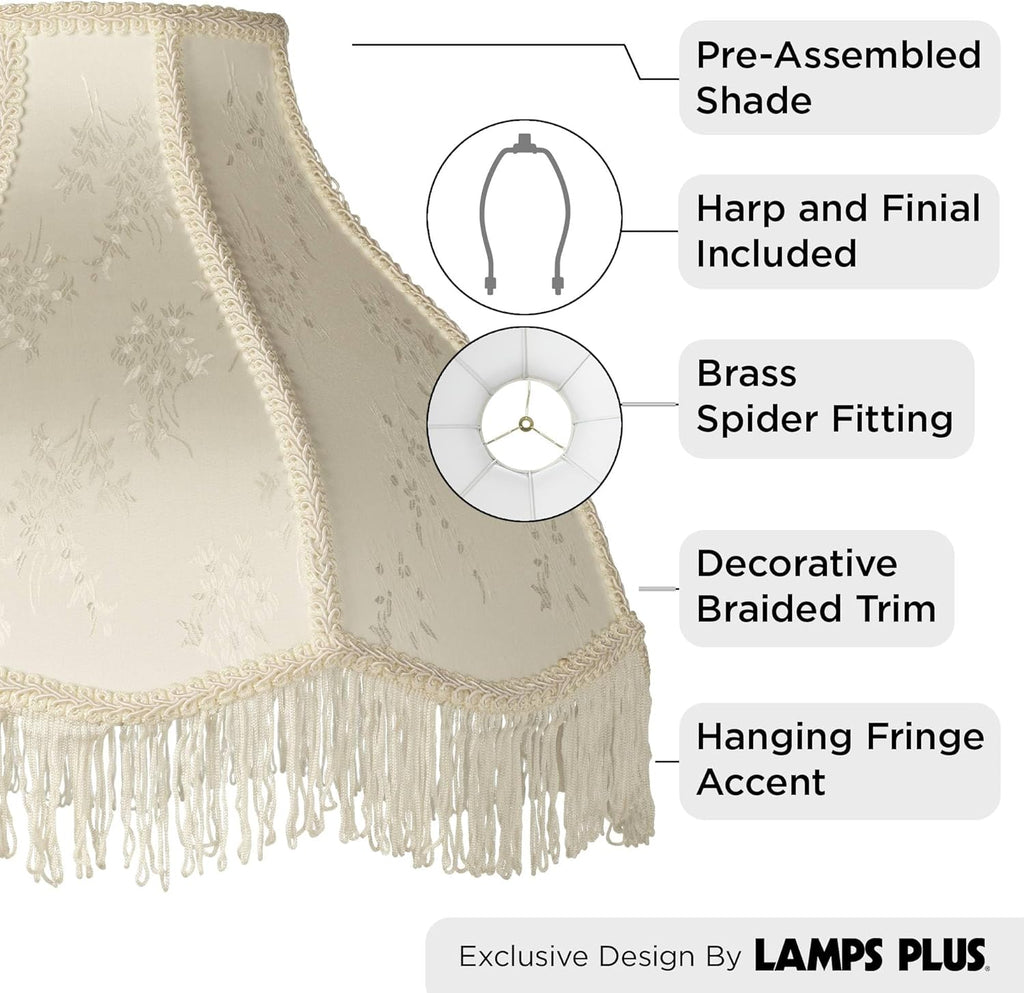 Springcrest 6" Top 17" Bottom 11" High Lamp Shade Replacement Cream White Dome Fabric N774