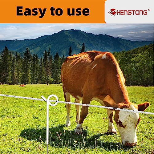 Electric Fence Poly Rope 656ft (200m), 1/4 inch (6mm), for Horses and Large Animals F90364