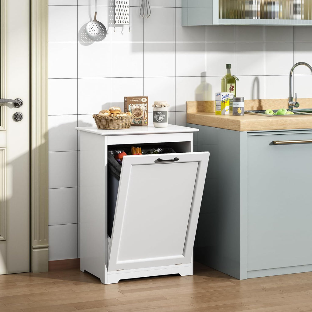 JAXPETY Tilt Out Trash Cabinet Kitchen Trash Can Holder, White R266234