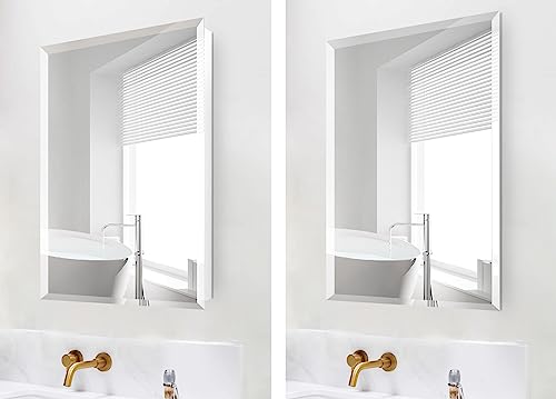 14"x24" Frameless Beveled Bathroom Medicine Cabinet with Mirror, Wall Mounted J551