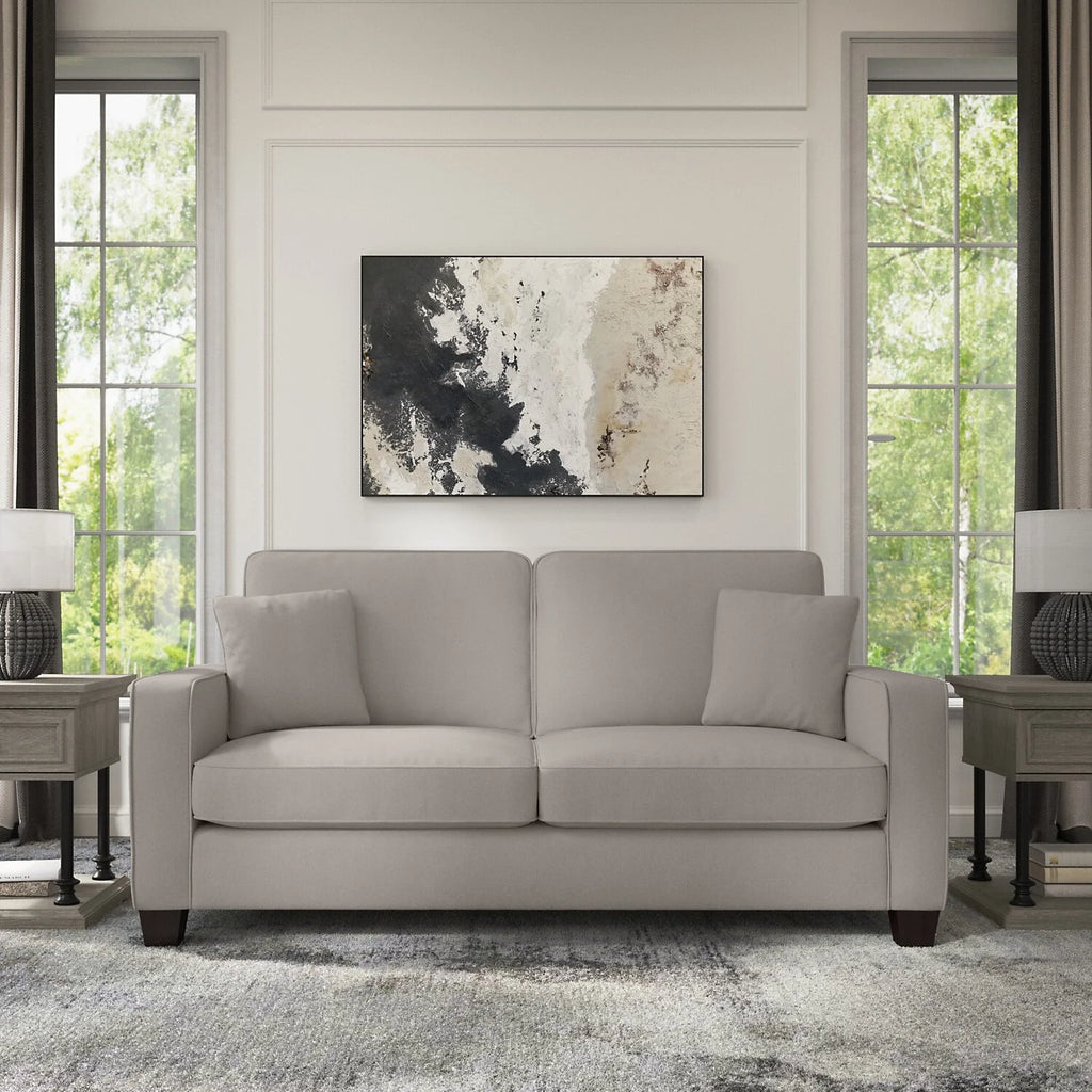 Stockton 73W Sofa in Beige Herringbone Fabric H38552