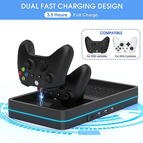 KEPLUG Dual Cooling Fan and Charger Stand for Xbox Series X/S with RGB LED Light F8212