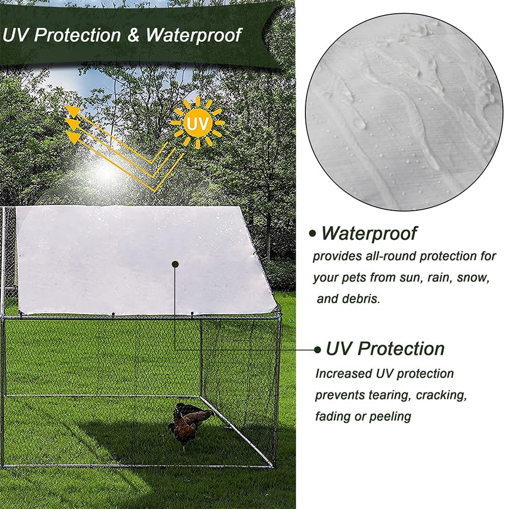Large Metal Chicken Coop Walk-in Poultry Cage with Waterproof Cover E816