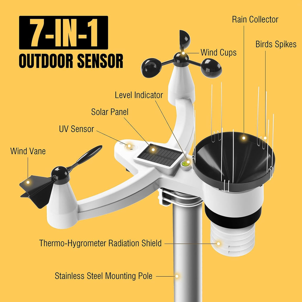 Raddy WF-100SE Wi-Fi Weather Station Indoor Outdoor with Rain Gauge B190