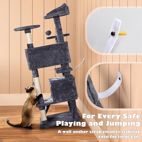 Yaheetech 54in Cat Tree Tower Condo Furniture with Scratch Post Y196