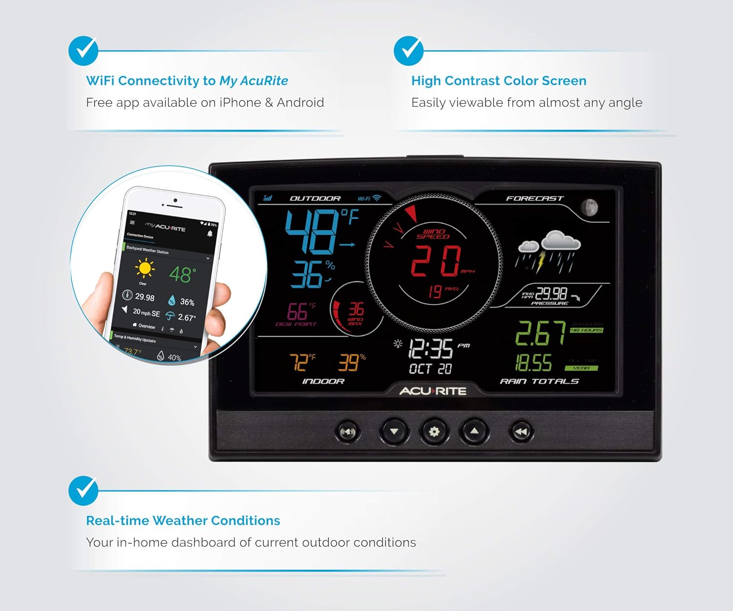 AcuRite Iris 5-in-1 Home Weather Station with Wi-Fi Display and Alerts C79001