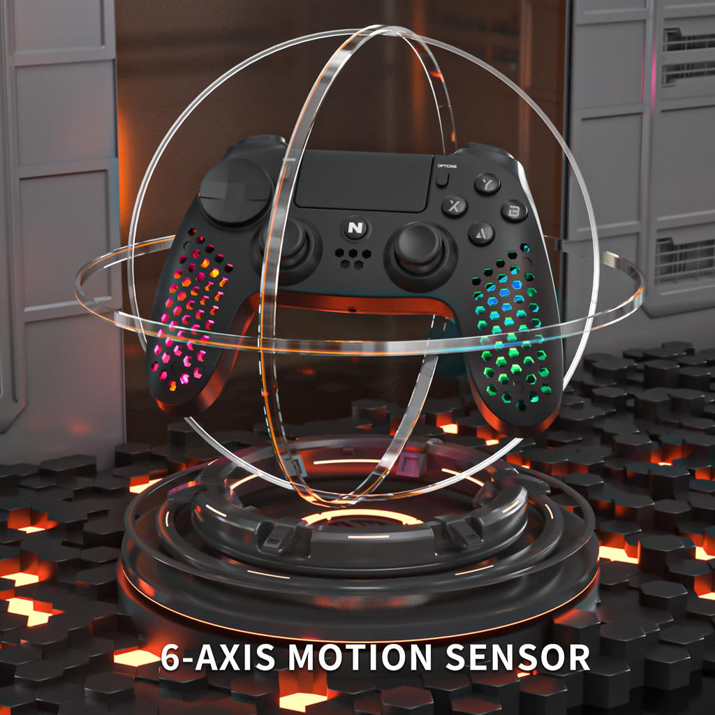 Nitho RGB Wireless Controller for PS4/PS5/PC/Android/iOS, Hexagonal Design Joystick with Vibration R4021