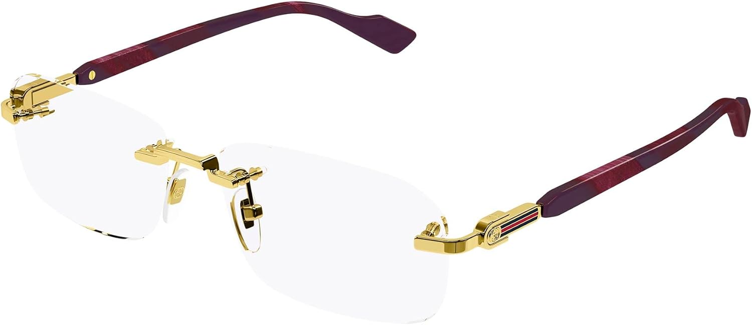 Gucci GG1221O 003 Gold Rectangular Men's Eyeglasses