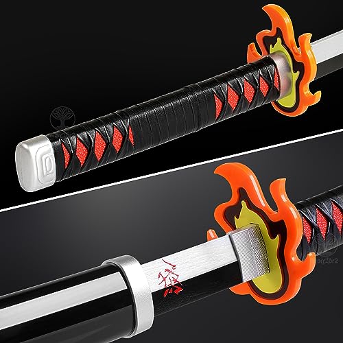 Demon Slayer Sword 41" Full-Set with Belt & Stand, Tanjiro Wooden Katana Cosplay Prop M416325