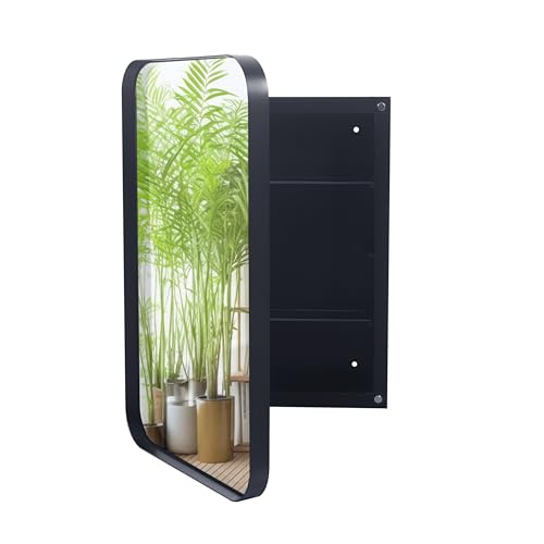 Recessed Metal Framed Medicine Cabinet with Mirror and Adjustable Shelves, White K9160