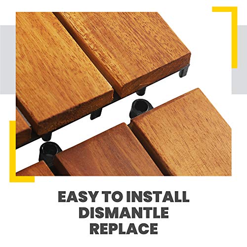 Interlocking Deck Tile 12"x12" Pack of 10 Acacia Hardwood Golden Teak Q221