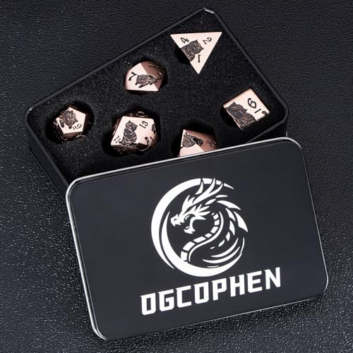 Metal DND Cat Dice 7PCS Polyhedral RPG Dice Set with Gift Case B373640