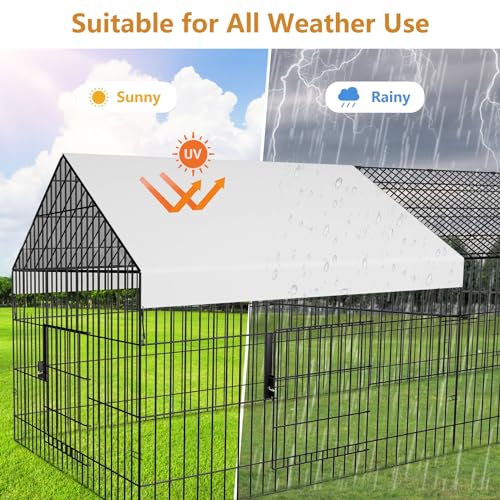 Metal Chicken Coop with Cover for Yard Outdoor Large Portable Chicken Run Pen I2656