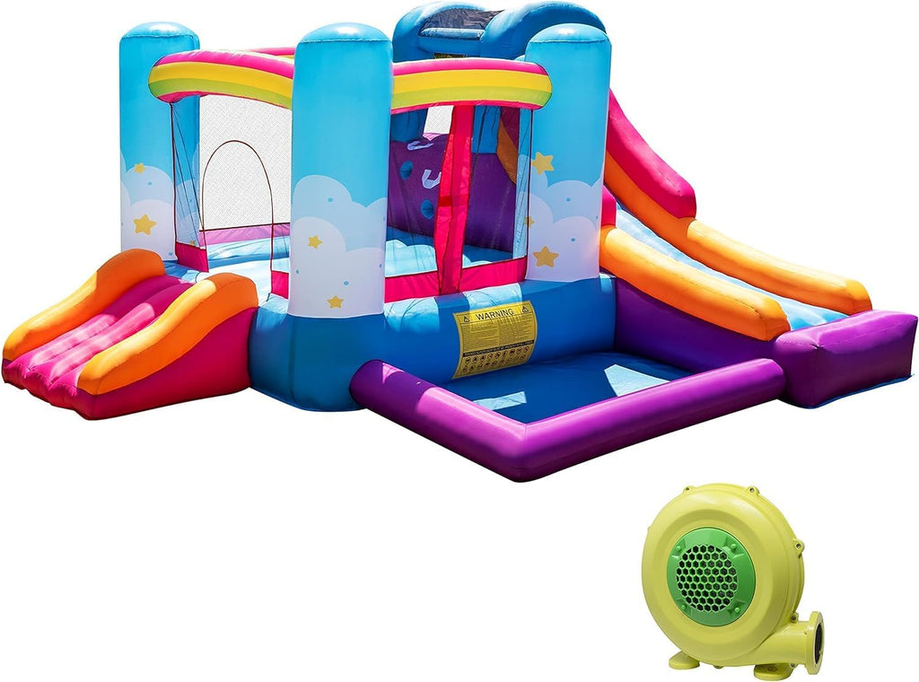 Inflatable Bounce House for Kids with Air Blower, Ball Pit & Slides T46947