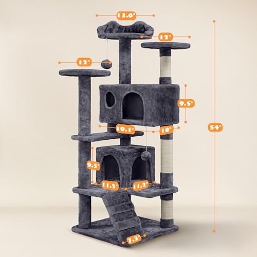 Yaheetech 54in Cat Tree Tower Condo Furniture with Scratch Post Y196