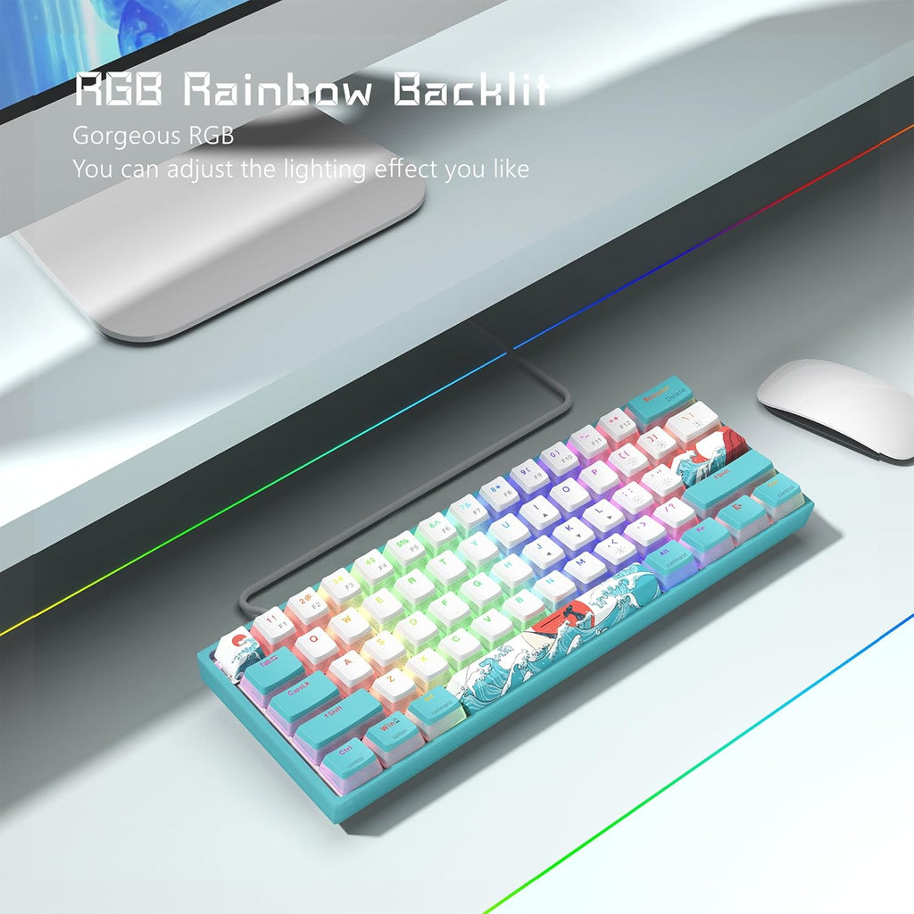 Womier WK61 60% RGB Wired Gaming Keyboard, Hot-Swappable, Red Switch S434778