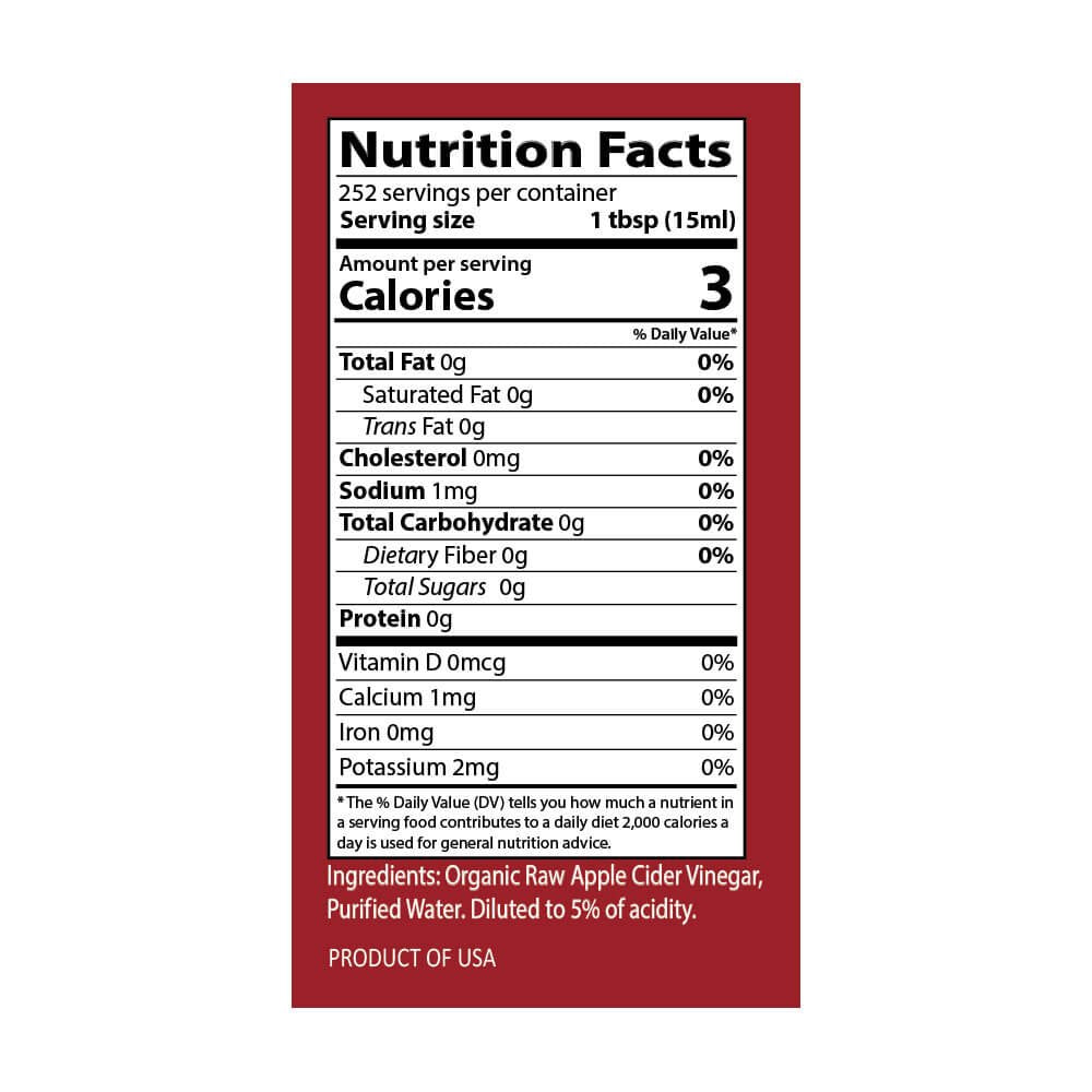 Kevala Organic Apple Cider Vinegar with Mother, Raw, Unfiltered, 1 Gallon U87722