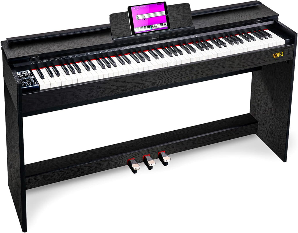 Vangoa Digital Piano 88 Keys Weighted Hammer Action Home Digital Piano Full size with Furniture Stand, Flip Key Cover, Three Pedals and Power Adapter