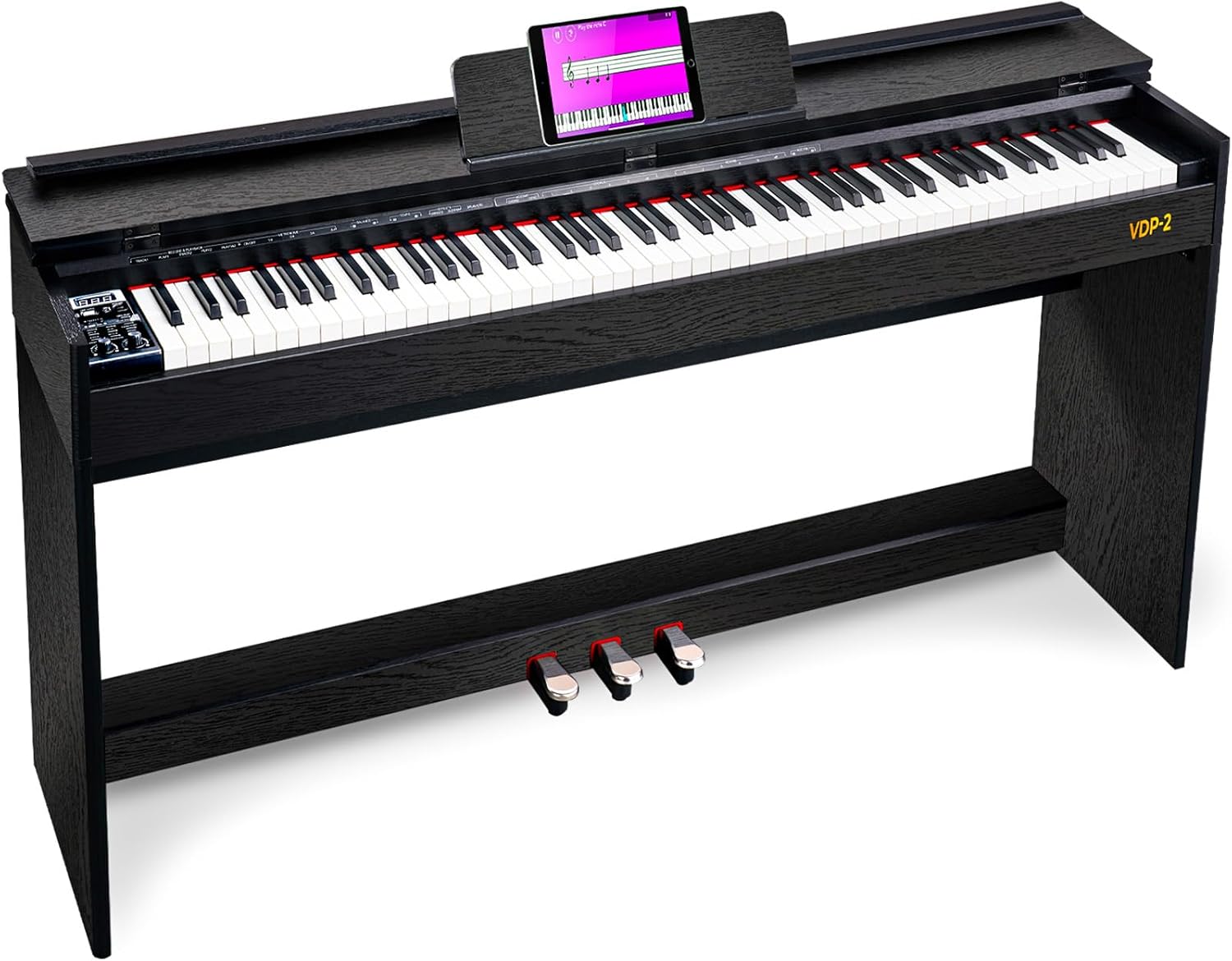 Vangoa Digital Piano 88 Keys Weighted Hammer Action Home Digital Piano Full size with Furniture Stand, Flip Key Cover, Three Pedals and Power Adapter