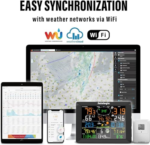 Sainlogic 10-in-1 WiFi Smart Weather Station with Outdoor Sensor and 8.3 Inch Color Display K845