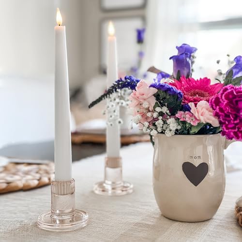 LampLust Clear Glass Candle Holders for Standard Tapered Candles, 10 Pack H908