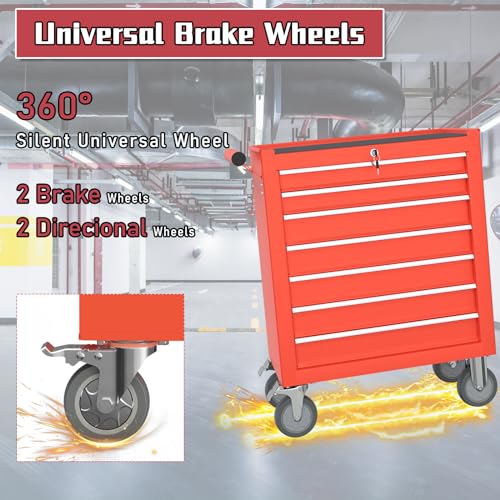 7-Drawer Metal Rolling Tool Chest with Wheels and Lock G858