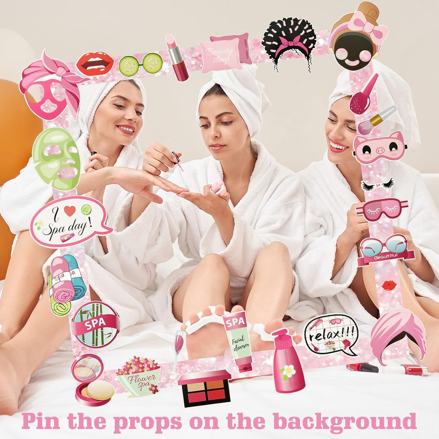 Konsait 26 PCS Spa Party Photo Booth Props for Girls K955284