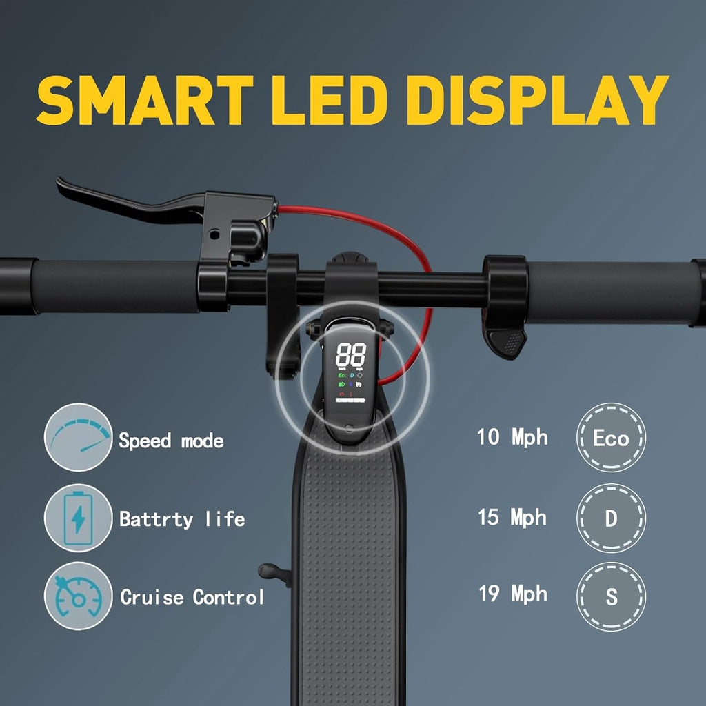 Foldable Electric Scooter 500W Motor 19 Mph 15-19 Mile Range 10" Solid Tires E6030