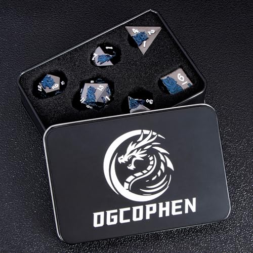 Metal DND Cat Dice 7PCS Polyhedral RPG Dice Set with Gift Case B373640