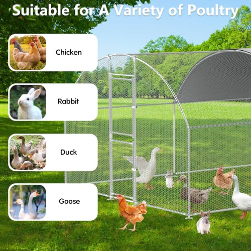 Large Metal Chicken Coop with Waterproof Cover for Outdoor Yard Q992