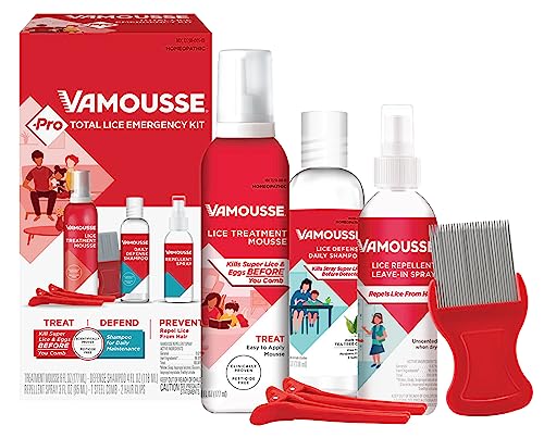 Vamousse Lice Treatment Mousse (6 fl oz), Clinically Proven to Kill Super Lice & Eggs, Easy to Apply & Rinse, Pesticide-Free & Non-Toxic, Includes Reusable Steel Comb