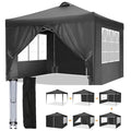 10x10 Pop Up Canopy Tent with 4 Removable Sidewalls, Windows, Waterproof Outdoor Canopy Tents, Commercial Gazebo Canopy Shelter for Parties Events Market, One Person Setup(Black)